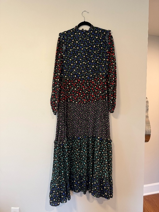 RIXO Dresses & Skirts - RIXO Black Multi Floral Tiered Long Sleeve Dress
